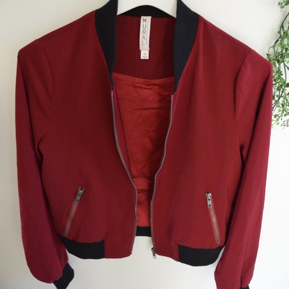 Mural Smooth Elastic Trimmed Bomber Baseball Jacket Womens Size XS - Picture 3 of 12